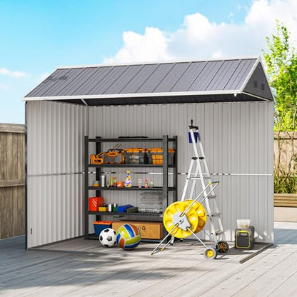 8' x 5.5' Outdoor Storage Shed Metal Garden Shed Window Gray