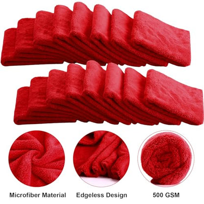 30 Pcs 16 x 16 Inch Edgeless Microfiber Plush Towels for Cars Detailing Drying Wash Polishing Absorbent Cleaning Cloths