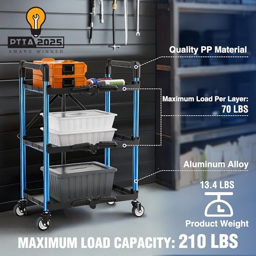 3 Tier Collapsible Utility Cart