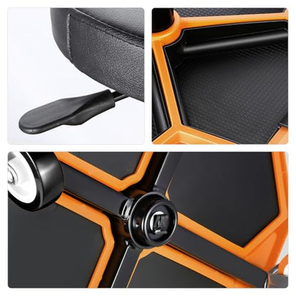 Adjustable Height Pneumatic Garage Seat Rolling Mechanic Stool with Tool Tray Storage