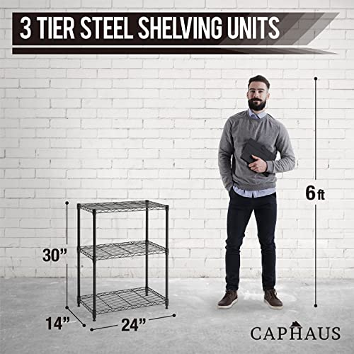3/4/5-Tier Adjustable Height Wire Shelving Unit, Metal Steel Storage Shelve, Rack Shelving, Garage Shelving Storage Organizer, Utility Storage Shelf, 3-Tier Without Wheels, Black