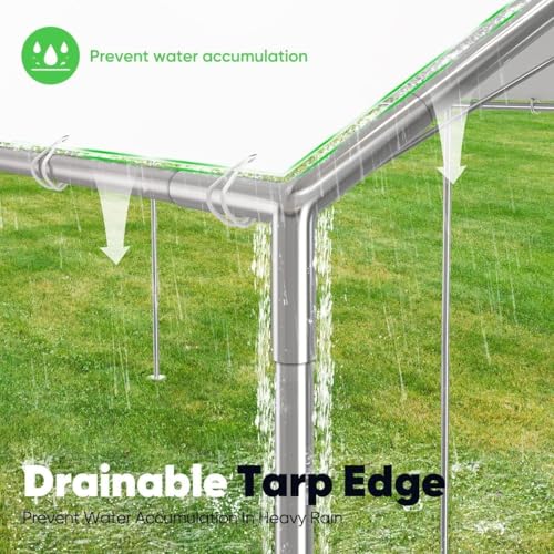 10x20 ft Heavy Duty Car Canopy Galvanized Frame Carport Outdoor Party Tent Boat Shelter with 3 Reinforced Steel Cables (200 Sq Ft)