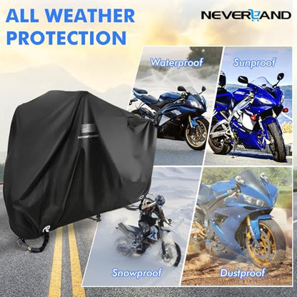 Motorcycle Cover Waterproof Outdoor All Weather Protection Black