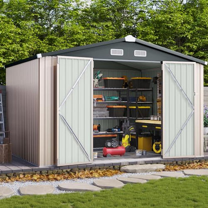 8x10 FT Shed Outdoor Storage Shed with Base