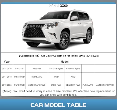10 Layers Car Cover Custom Fit for Infiniti QX60