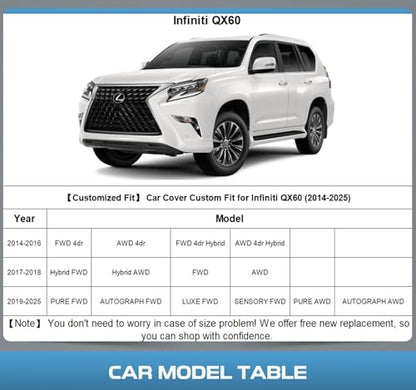 10 Layers Car Cover Custom Fit for Infiniti QX60