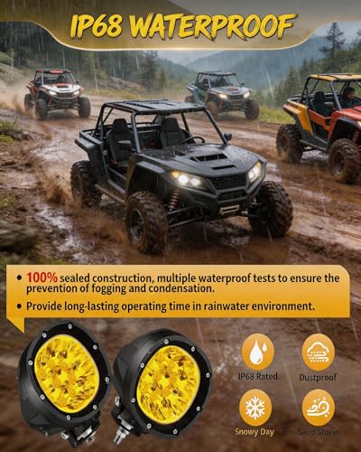 2PCS 4 Inch Amber LED Fog Lights 90W Round Off Road Driving Lights (2 Count)