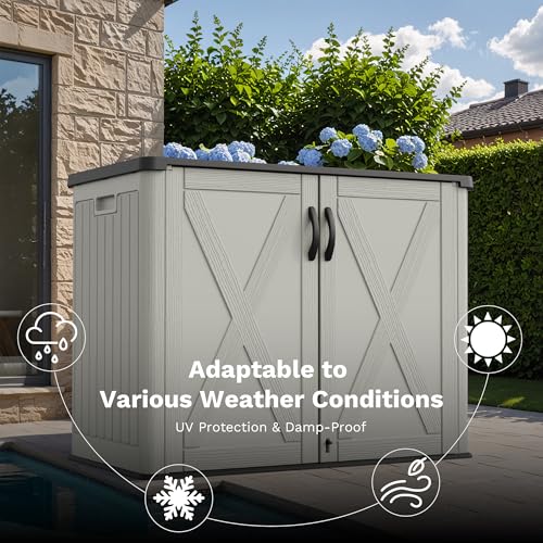 26 Cuft Outdoor Storage Box with Lockable Doors