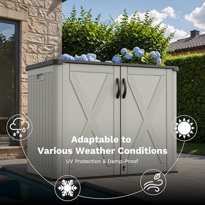 26 Cuft Outdoor Storage Box with Lockable Doors
