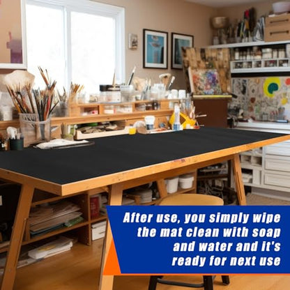 1 Roll 23.5 x 200 Inch Work Bench Mat Self Adhesive Resistant PU Floor Runner Easy to Clean Workbench Mat Pad for Garage Workbench or Table Storage Tool Organization