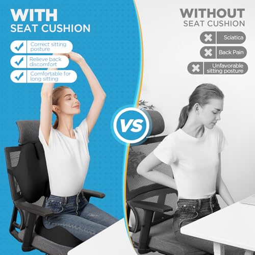 Seat Cushion & Lumbar Support Pillow for Office Chair