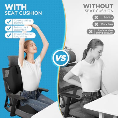 Seat Cushion & Lumbar Support Pillow for Office Chair