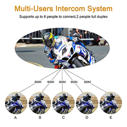 V6 Pro Motorcycle Helmet Bluetooth Intercom Headset 1200M 2 People Full Duplex Wireless Motorbike Interphone Connect Up to 6 Riders for Motorcycling Skiing and Climbing (2 Count)