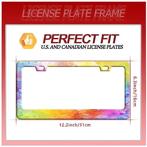 Colorful Rainbow License Plate Frame Stainless Steel Decorative 12.3"x6.3"