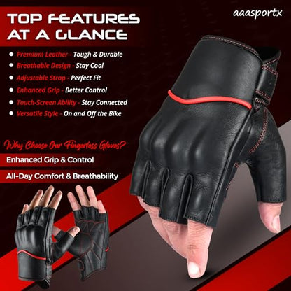 Motorcycle Gloves Men's Leather Motorbike Gloves Touchscreen Function