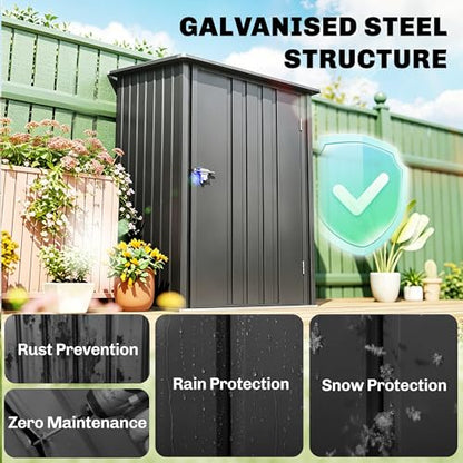 3.3' x 3.4' Outdoor Storage Shed Sloping Roof Lockable Door Gray