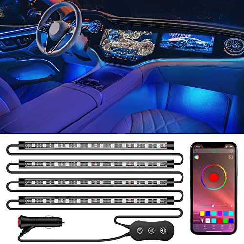 RGB LED Car Interior Stripe Light with APP Control Multicolor Music Sync Mode Waterproof Car Under