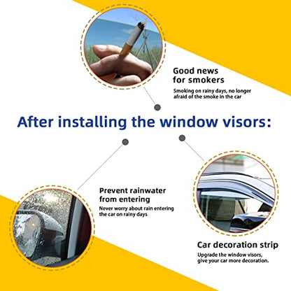 Window Visor Rain Guards Compatible with 2017 (4 Count)