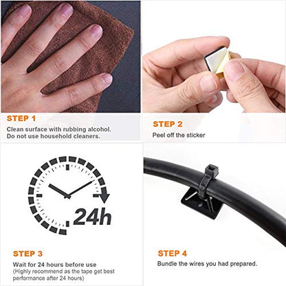 Strong Self Adhesive Wire Clips Cable Zip Tie Mounts 3 (100 Count)
