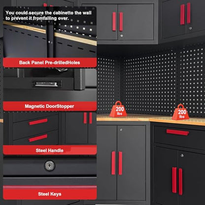 2Pcs Corner Garage Storage Cabinet System