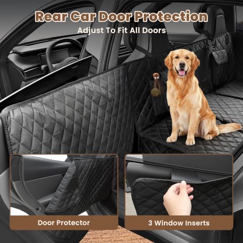 Hard Bottom Dog Car Seat Cover for Back Seat with Door Protector