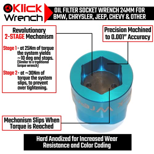 2 Stage 24mm Torque Limiting Oil Filter Wrench