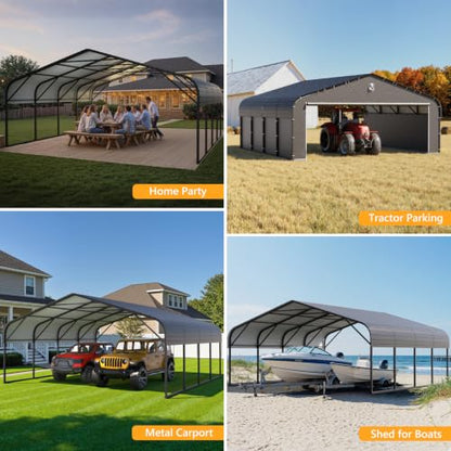 20x20 Metal Carport with Removable Sidewalls
