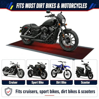 Motorcycle Mat Garage Floor Rug Washable Parking Mats for Garage Floors Non Slip Oil Absorbent Pad Rubber Backing Layer Protects Floor