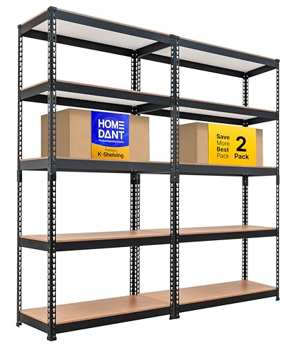 35.9" W 5 Tier Heavy Duty Garage Shelving Adjustable Metal Rack Storage Shelves Standing Shelf Unit Organizers Pantry Closet Black 2Pack
