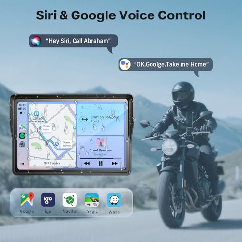 5 Inch Motorcycle Carplay GPS Navigation System with Apple Carplay and Android Auto Portable Screen with Dual Bluetooth