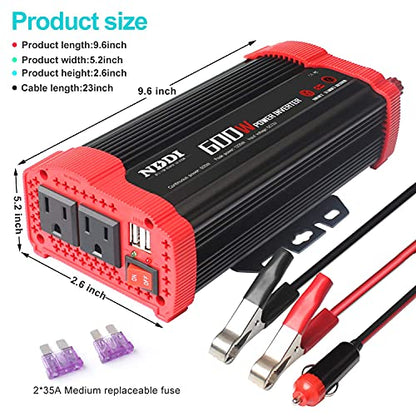 600W Car Power Inverter 12V DC to 110V AC Converter