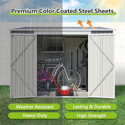 6x8FT Lean to Sheds Metal Outdoor Storage Shed with Floor Frame
