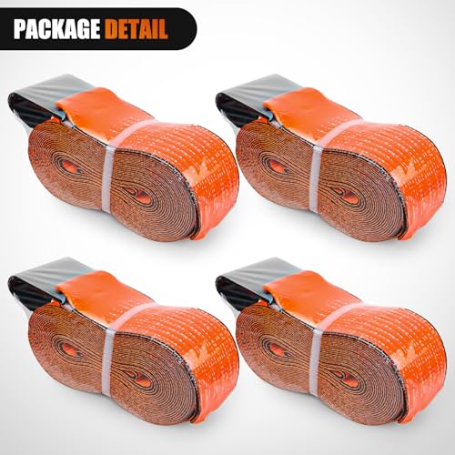 Truck Straps 4" x 30' Heavy Duty Tie Down with Flat Hooks (4 Count)