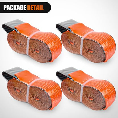 Truck Straps 4" x 30' Heavy Duty Tie Down with Flat Hooks (4 Count)