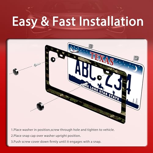 Camo American Flag License Plate Frame Stainless Steel US License Holder
