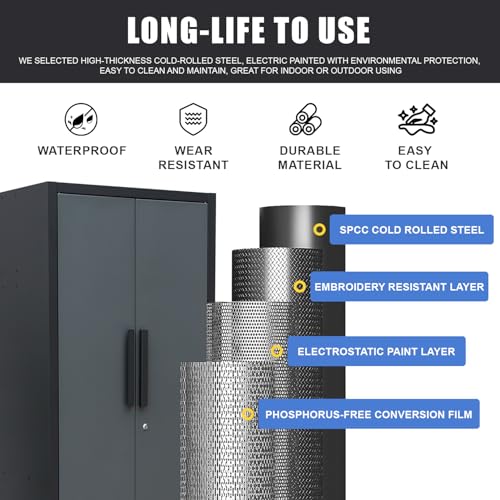 75 inch Metal Garage Storage Cabinet with 4 Adjustable Shelves