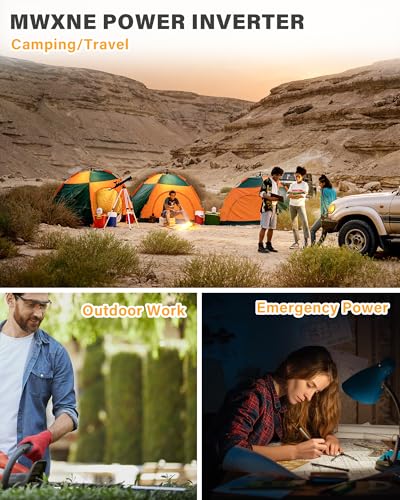 1000W Pure Sine Wave Power Inverter 12V DC to 110V 120V AC Converter with 2 AC Outlets