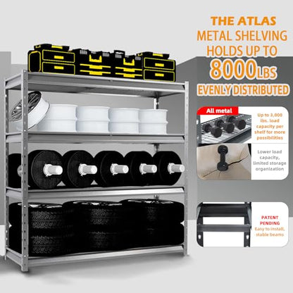 The Atlas 72" W Heavy Duty Garage Shelving Load 8000 Lbs