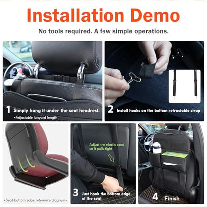 Multifunctional Car Seat Back Organizer with Large Tissue Box Holder