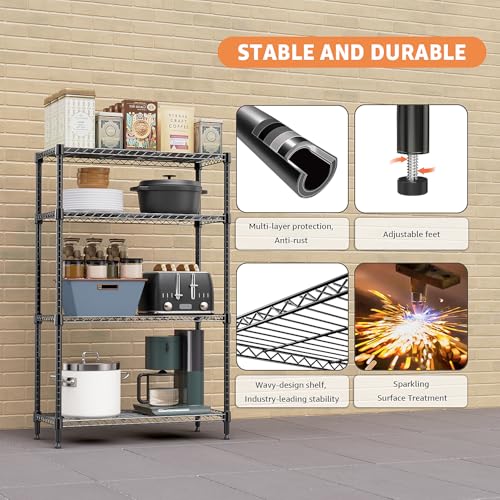 1400 lbs 4 Tier Storage Rack Metal Wire Shelving Unit (4 Count)