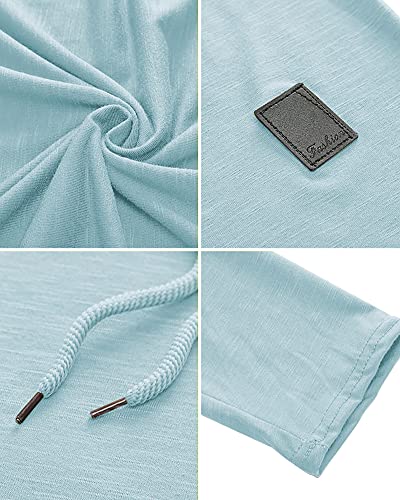 Mens Fashion Athletic Hoodies Sport Sweatshirt Solid Color Fleece Pullover Sky Blue Large