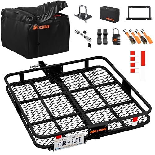 Square Trailer Hitch Cargo Carrier & 30 Cu Ft Waterproof Cargo Bag