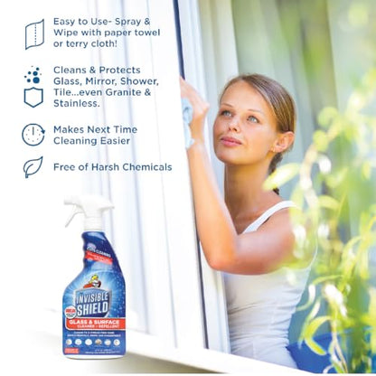 Glass & Surface Cleaner and Repellent 32 fl. oz. Cleans and Protects against future dirt on multi surfaces by UNELKO (64 Fl Oz)
