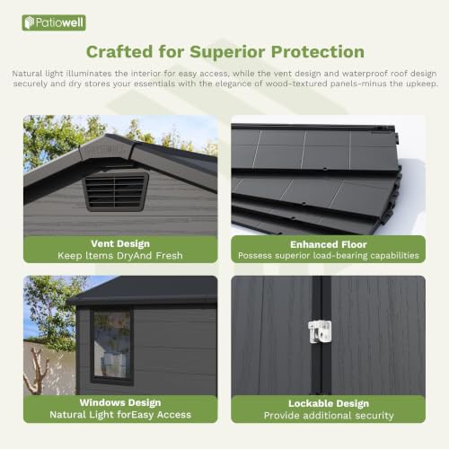 6X4 FT Plastic Outdoor Storage Shed with Floor