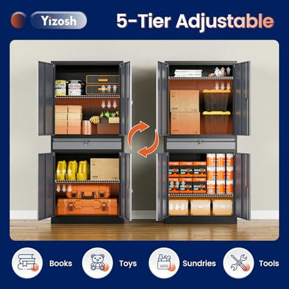 Metal Garage Storage Cabinet with Locking Doors and Adjustable Shelves