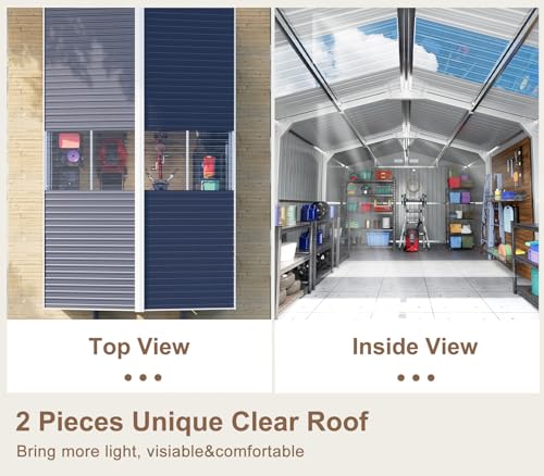 10x16 FT Metal Outdoor Storage Shed with Windows Skylight