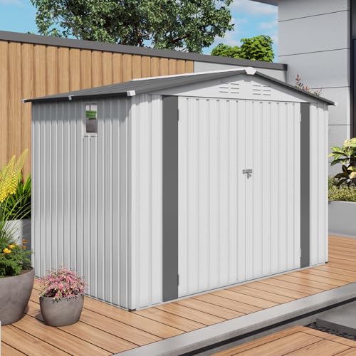 8x6 FT Outdoor Storage Shed with Windows