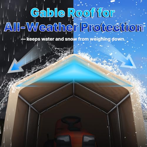 8x14 ft Steel Metal Peak Roof Portable Garage Shelter Storage Shed Carport for Motorcycle