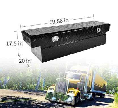 69 Inch Heavy Duty Aluminum Tool Box Wide Utility Trailer Stripes Plated