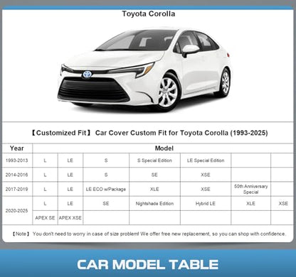 10 Layers Car Cover Custom Fit for Toyota Corolla 2000